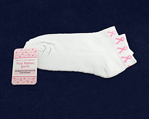 Pink Ribbon Ankle Socks For Breast Cancer Awareness Fundraising Walks, Events, Cheerleading/Sports Teams And More! (2 Pairs) #TOP1