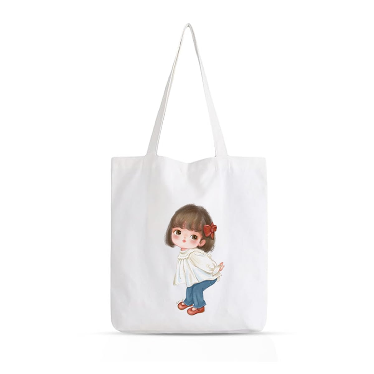 Clapcart Zipper Tote Bag for Women | Printed Multipurpose Poly-Cotton Bags | Cute Hand Bag With Zip for Girls (Cartoon Little Girl Print) (B0CVS1KMN5) Amazon Price History, Amazon Price Tracker