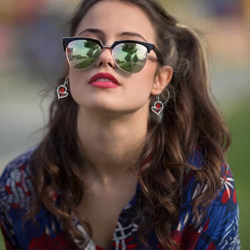 Cardinal Red Bird Dangle Drop Earrings for Women Dainty Bird Heart Fish Hook Earrings Memorial Jewelry2