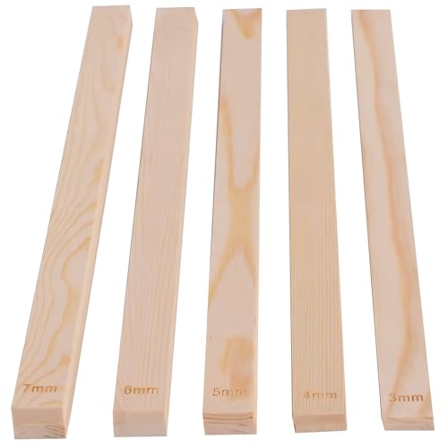 10 Stück Holzplatten Töpferwerkzeug, Töpferzubehör, Teighölzer, Teigstäbe zum Ausrollen, Abstandshalter Backen, Rechteck Mud Stick Guide für Töpferei Polymer Clay Dicke(5 Größe)