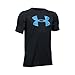 Under Armour Boys' Tech Big Logo Short Sleeve T-Shirt, Black/Carolina Blue, Youth Large