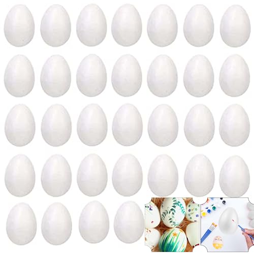 SRV Hub 32Pcs Polystyrene Craft Foam Easter Eggs Festive Decor Easter Party Foam Eggs DIY Painting Easter Eggs Decoration Arts and Craft (32Pcs Polystrene Eggs)