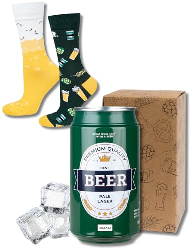 soxo Calcetines Altos Divertidos de Cerveza en Lata para Hombre 40-45EU, Pale Lager