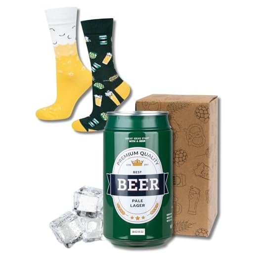 soxo Calcetines Altos Divertidos de Cerveza en Lata para Hombre 40-45EU, Pale Lager