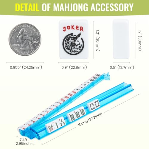 image for Marllifenney American Mahjong Tile Set,166 White Tiles Mahjong Set,4 C