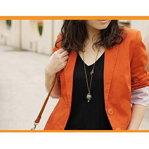 KOOBOOK 1Pcs Vintage Globe Necklace Planet Earth World Map Art Pendant Ball Chain Sweater Long Necklace - Thumbnail 2