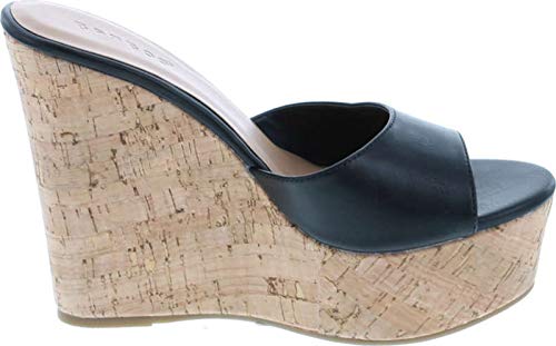 Image of BAMBOO Women's Clear Band Platform Wedge Slide