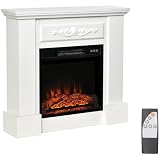 HOMCOM Camino Elettrico con Cornice ed Effetto Fiamma Realistico Bianco