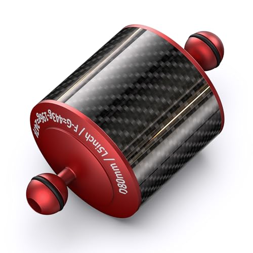 Carbon Fiber Underwater Float Arm with Dual Ball Mounts for Photography and Video, Compatible with Diving Trays, Video Lights, Strobes (red, 80mm5')