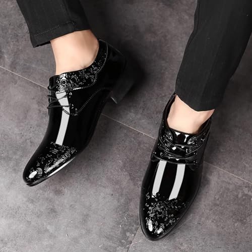 Men's Faux Patent Leather Tuxedo Dress Shoes Men's Classic Modern Formal Business Oxford Shoes Lace Up Dress Shoe2