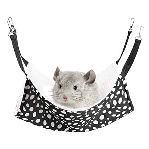 Rolybag Pet Cage Hammock,Pet Hammock,Pet Cats Hammock,Soft Plush Pet Bed,Suitable For Ferret Cotton Hammock,Guinea Pig,Hamster,Gerbil, Kittens,Cats Cage,Etc (Black-White Dot 1) #TOP2