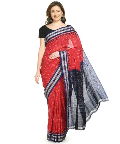Image of Nuapatna Cotton Saree of Odisha Ikkat Orissa Traditional Handloom Sari | Bomkai | Pata | Nuapatana | sambalpuri saree | khandua patta sare | without Blouse S6