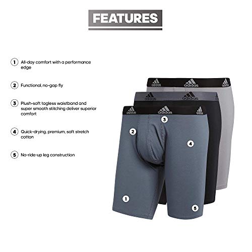adidas Men's Stretch Cotton Long Boxer Brief2