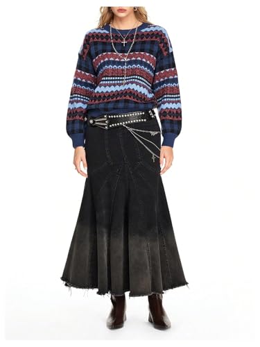 Image of MakeMeChic Women's Striped Sweaters Halloween Vintage Grandpa Sweaters