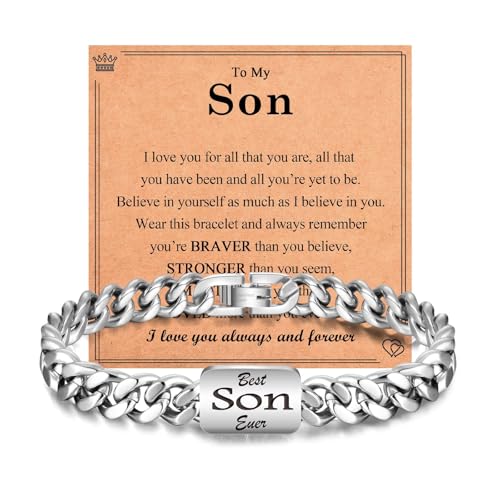 Cuban Bracelet Stainless Steel Bracelet Gifts for Son Grandson Nephew Brother Dad Husband Uncle Grandpa Boyfriend, Easter Graduation Christmas Valentines Fathers Day Birthday Gifts for Boys Him Men
