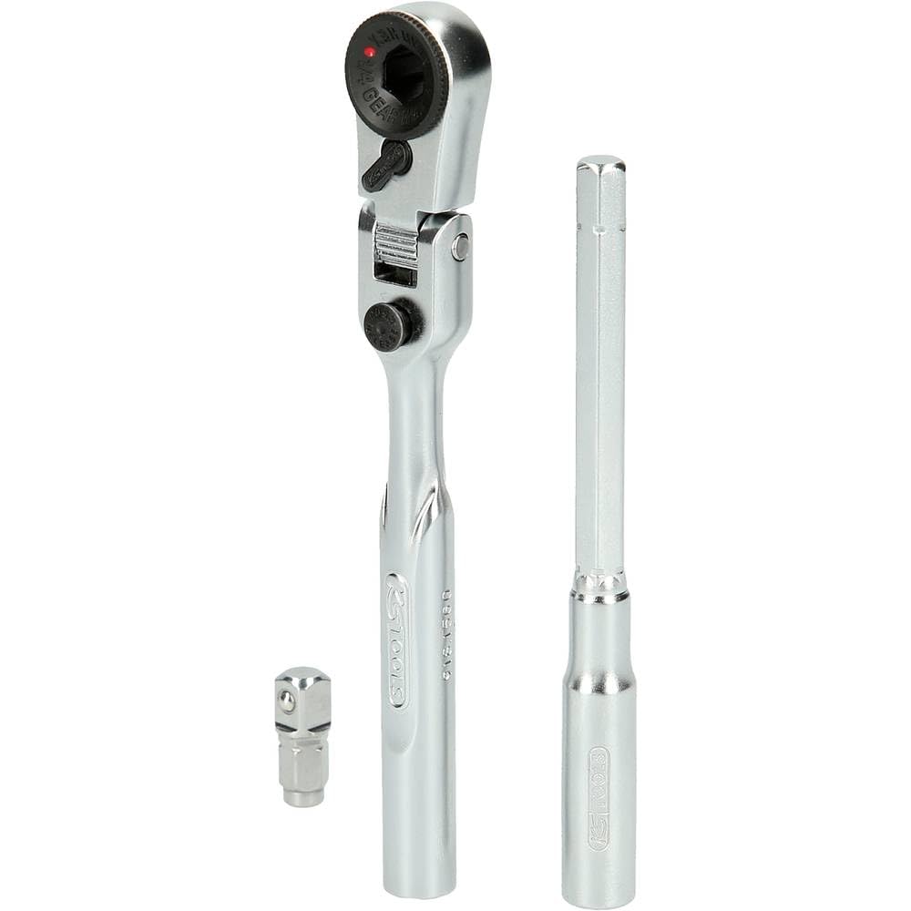 KS Tools 918.1590 1/4" przegubowa grzechotka do bitów z nasadowym adapterem do nasadek zestaw 3 częściowy