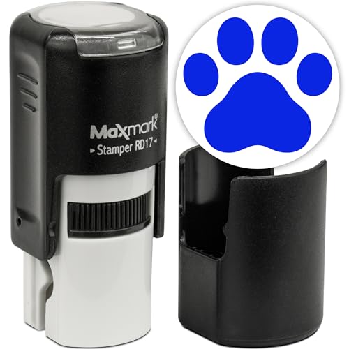 MaxMark Round Self Inking Emoji Stamp - Paw - Blue Ink
