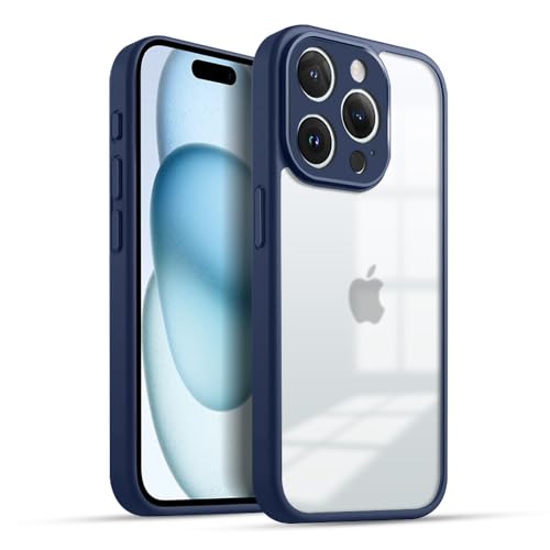 Image of KARWANBack Cover |Shockproof Bumper Case | Full Camera Protection | Raised Edges | Super Soft Side TPU | Bumper Case for iPhone 15 Pro - Blue