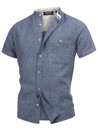 Indicode Herren INHelmer Kurzarm-Hemd mit Stehkragen | Herrenhemd Männerhemd Navy, L