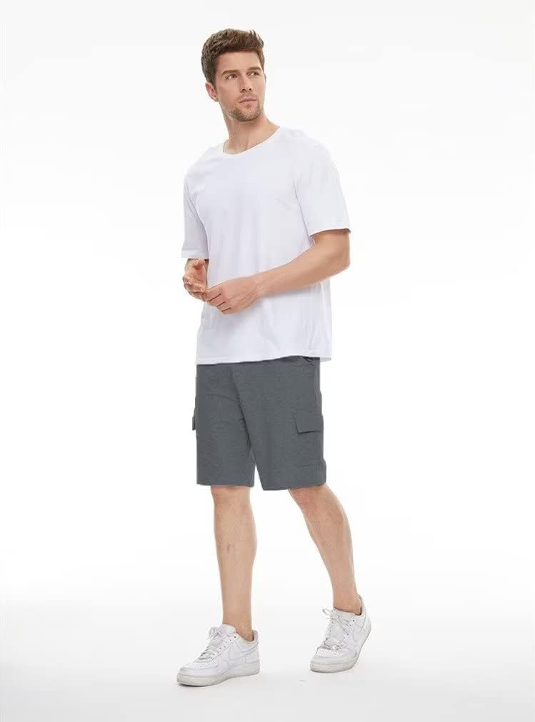 YuKaiChen Men's Casual Cargo Shorts Classic Relaxed Fit Drawstring Elastic Waist with Pockets - Image 2