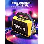Portable Bluetooth Speakers - Wireless Jobsite Speaker 80W Peak, TWS, Light Shows, Loud Speaker with Deep Bass, BT 5.3, IPX6 Waterproof, 20H Playtime for Outdoor Beach Camping Travel - Yellow - Image 5