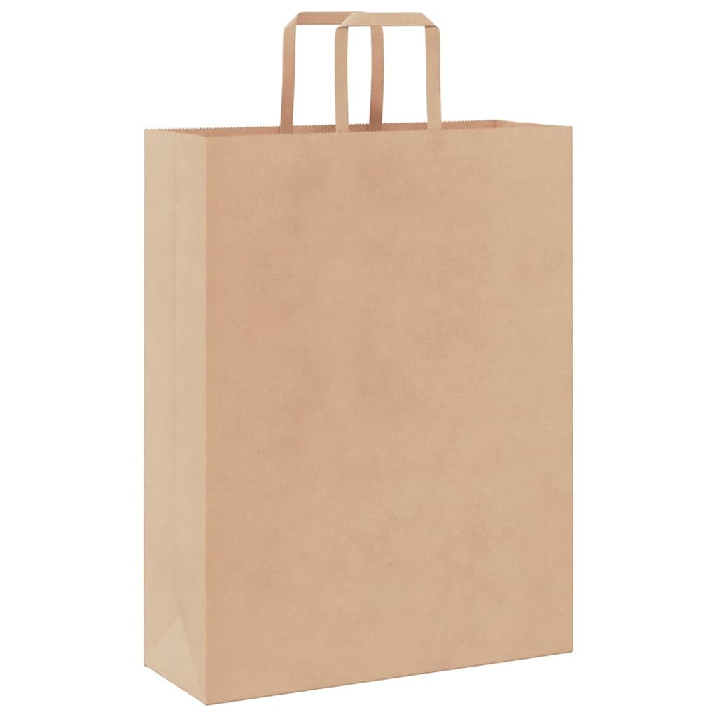 Sacchetti di carta marrone con maniglie, 50 pezzi, 32 x 12 x 42 cm, sacchetto regalo in carta naturale con manico corda, ideale per feste, shopping e imballaggio durevole.