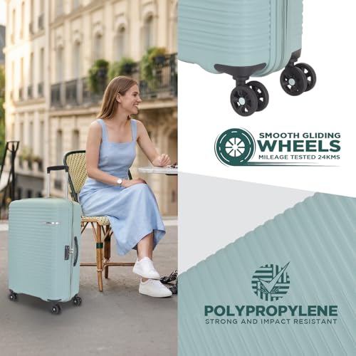 Image of American Tourister Liftoff+ | Medium Size Check-in Trolley Bag (67 cm) for Travel | 360 8 Wheel Travel Luggage | Hard Case Polypropylene (PP) Suitcase | Mounted TSA Lock | Seafoam Blue