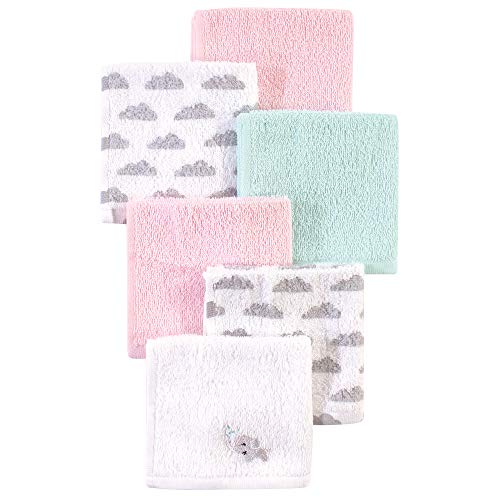Image of Luvable Friends Unisex Baby Super Soft Cotton Washcloths, Elephant Spray, One Size