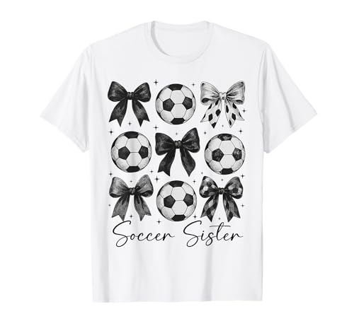 Hermana de fútbol Funny Coquette Bow Soccer Sister Camiseta