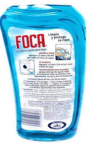Foca Liquid Laundry Detergent 500 ml (16.9 fl oz) – Biodegradable Blue Liquid Soap for Clothes – Fresh Clean Scent, Gentle & Effective on Fabrics – Made in Mexico by La Corona - Image 4