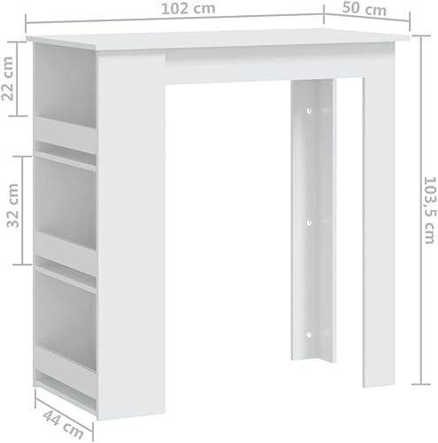 Miniatura 2 de FAMIROSA Mesa de bar con 3 estantes de almacenamiento, mesa de bistró blanca para bar en casa, 40.2 x 19.7 x 40.7 pulgadas, madera de ingeniería