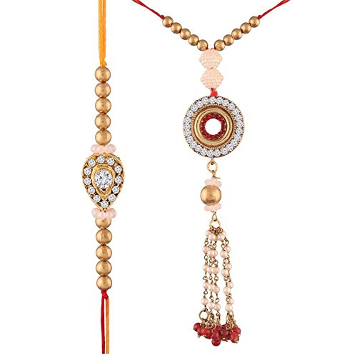 I Jewels Non-precious Metal Gold Plated and Rakhi Set for Mens & Boys (Red) (B07F43VWGW) Amazon Price History, Amazon Price Tracker