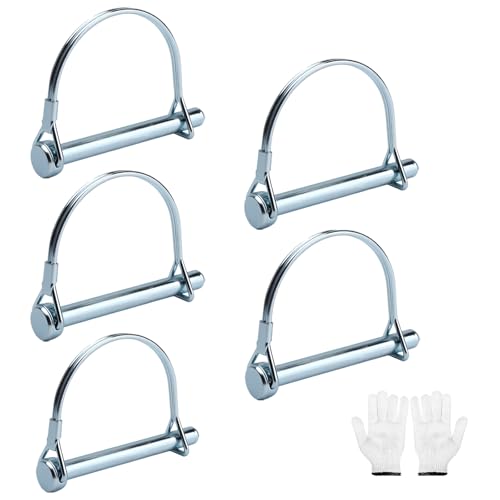ZMDMAH Folding Pipe Pins with Snap Lock Folding Splint in D Shape Locking Pin Galvanised Cotter Pins Carbon Steel Folding Cotter Pins for Farm Trailers Lawn Garden 8 x 70 mm 5 Pieces