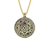 NIGHTCRUZ Seal Solomon Hexagram Necklace, Six-pointed Star Pendant with 12 Constellation