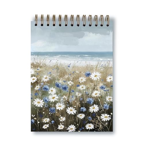 Cahier à spirales Beach Wildflowers carnet de notes rigide pages vierges et motifs marins