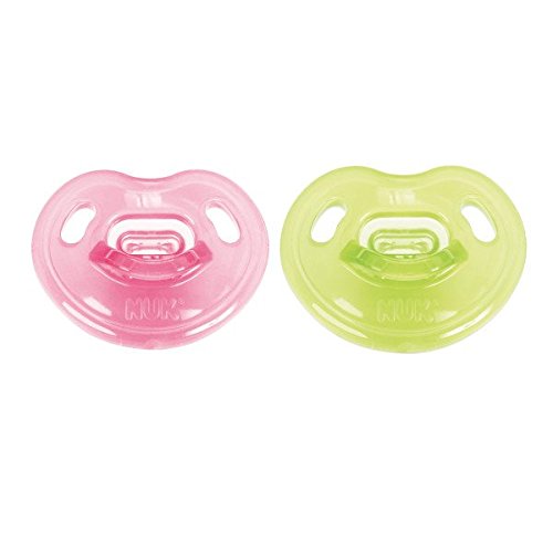 NUK Newborn 100% Silicone Orthodontic Pacifier, 0-3 months, Assorted Colors, 2 pk