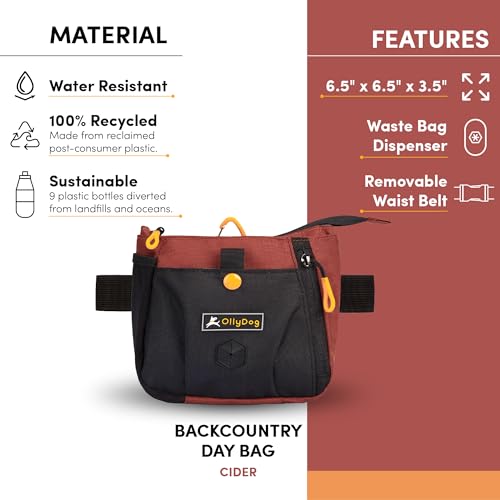 OllyDog Bolsa Backcountry Day, pochete, bolsa de petiscos para cães, mãos livres para treinamento, b