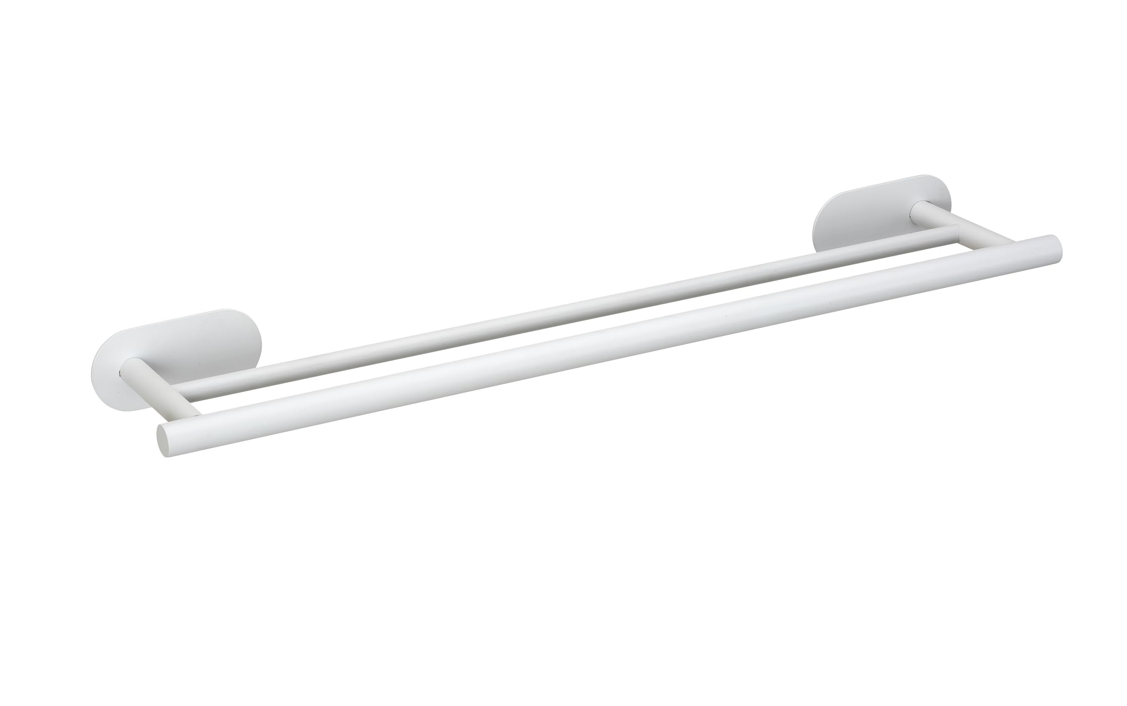 WENKO Turbo-Loc® Badetuchstange Duo Orea White matt, 60 cm, Doppel Handtuchstange aus rostfreiem Edelstahl, 60 x 4,5 x 12 cm, Weiß