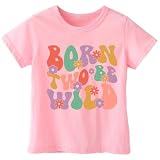 Honeypawpaw Toddler Girls 2nd Birthday Shirt, Im Two Cute Two Wild Two Years Old Birthday Gift, Cotton Short Sleeve Tees