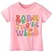 Honeypawpaw Toddler Girls 2nd Birthday Shirt, Im Two Cute Two Wild Two Years Old Birthday Gift, Cotton Short Sleeve Tees