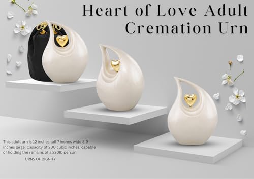 Image of Cremation Urns, Urn for Ashes, Adult Female and Male urn, Urn for Human Ashes, Decorative Burial Urn for Adult Men and Women-Heart of Love(Non-Customize, Adult)
