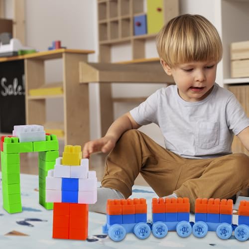 Image of DIY Building Blocks Set for Kids, 150 Pieces Construction Blocks with 24 Wheels, Build 4 Toy Cars, STEM Educational Building Kit, Creative Learning Toy for Boys & Girls 3+ Years
