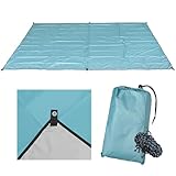 レジャーシート ピクニックマット 大判 収納袋付き 約 200×300cm 裏地あり コーナーループ ペグ穴 タープ サンシェード 軽量 防水 洗える 大きめ キャンプ アウトドア 遠足 運動会 花見 2~8人用 (ライトブルー, 200×300cm)