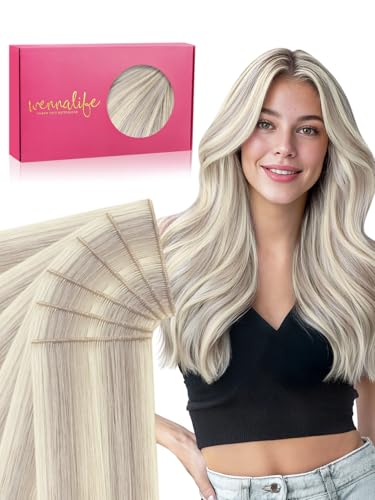 WENNALIFE Genius Tape in Hair Extensions Human Hair, Invisible Tape in
