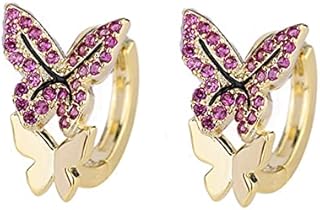 Sfoni® Silver Hoops Earrings for Women- 925 Sterling Silver Hoop Earrings -Small Silver Hoop Earrings for Girls- Hypoallergenic Butterfly Earrings, Gifts For Christmas