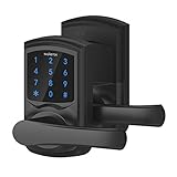 Signstek Digital Electronic Touchscreen Keypad Security Entry Door Lock Interchangeable for Left and Right Door Handle with Hidden Mechanical Key (Black)