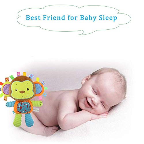Upalupa Baby Soft Stuffed Animal Plush Toy With Colorful Tags Infant Taggies Bunny Blanket Baby Sensory Tag Toy With Rattle Ribbons, Great Shower Gift Set #TOP6