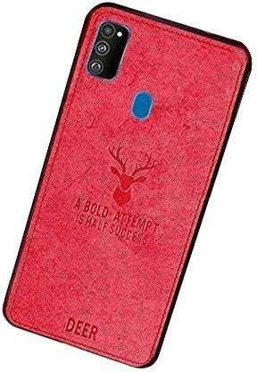 Image of A rtistque Deer Series Shockproof Anti Slip Soft Fabric Back Cover Case for Samsung Galaxy M21 / M30s - Red