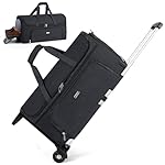 Garment Bags with Wheels, Garment Convertible Weekender Bags, Large Carry On Garment Bags for Travel, Duffle Bag Garment Bag (Black, Medium)