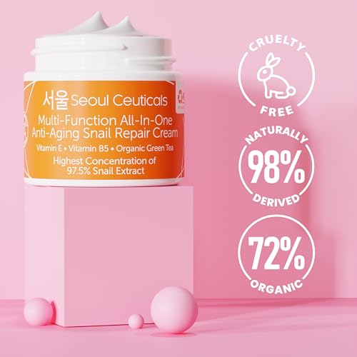 Korean Skin Care Snail Mucin Moisturizer Cream - K Beauty Day & Night Repair, 2oz